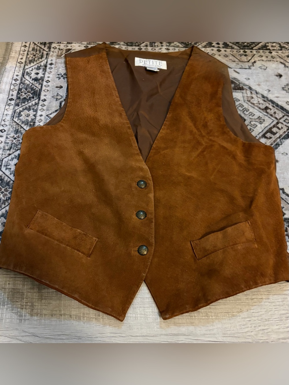 Petite Sophisticate Suede Leather Vest Sz Small